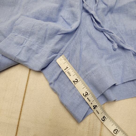 Gap NWT light blue linen pull on shorts drawstring minimalist - Picture 3 of 7